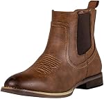 J's.o.l.e Chelsea Cowboy Boots Men Western Ankle Booties Botte Cowboy Homme Slip On Dress Casual Work Boots Brown