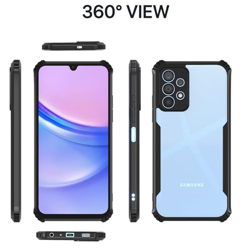 Image of Pikkme Back Cover for Samsung Galaxy A23 4G / A23 5G | Ultra Hyrbid | Full Camera Protection | Raised Edge |Crystal Clear Transparent Bumper Case (Black)