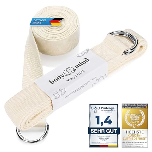 Body & Mind® Yogagurt aus 100% Natur Baumwolle - 250 cm lang;...
