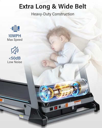 Image of BORGUSI Auto Incline Treadmill for Home - 47.3 inchx17.5 inch Long Wide Belt, 3.5 HP, Bluetooth App, 10 MPH, 300 lbs Capacity, 40 Preset Programs