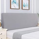 Funda para Cabecero De Cama Tela Elástica De Seda De Leche Cubierta De La Cabecera De La Cama Doble Queen Super King Size Cabeceros Protector Cubre Decoración del Hogar,Grey2-Length:140-160cm