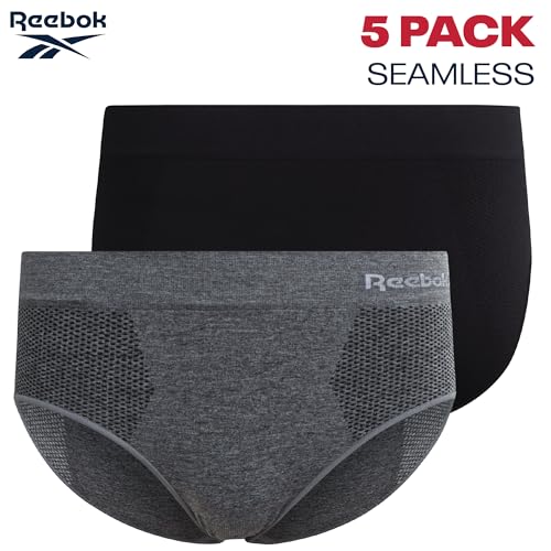 Image of Reebok Womens Hipster Panties 5 Pack Soft Stretch Underwear for Women | Moisture wicking hipster briefs with a tagless relaxed waistband Soft stretch fabric with a smooth, barely-there fit all day.