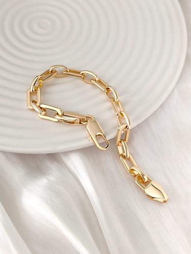 Gold Bracelets for Women Men 14K Gold Chain Bracelet for Womens Gold Bracelet Unisex Paperclip Design Five Sizes (6.5in-9in) Layering Gifts for Men & Women4