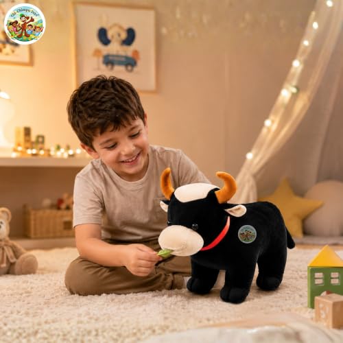 Image of Buffalo Soft Toy 35 CM Plush Stuffed Animal for Kids | Ultra Soft Buffalo Teddy | Cute Wild Animal Plush Toy | Washable Cuddly Toy for Boys, Girls & Babies | Birthday Gift