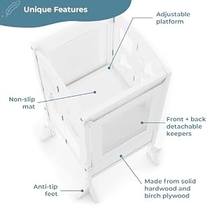 Guidecraft Kitchen Helper® Toddler Tower and Mealtime and Play Tray Bundle: Classic White Folding, Adjustable Step Stool with Keepers, Non-Slip Mat and Easy to Clean, Detachable Tray Table Guidecraft Kitchen Helper Toddler Tower and Mealtime and Play Tray Bundle Classic White Folding Adjustable Step Stool with Keepers Non Slip Mat and Easy to Clean Detachable Tray Table