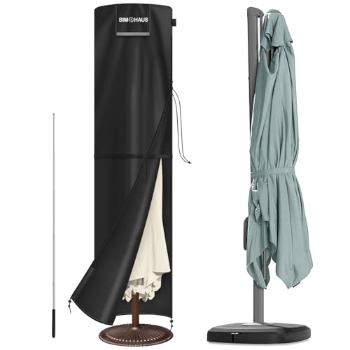 SIMPHAUS Schutzhülle Sonnenschirm 4m Sonnenschirmhülle für Ampelschirm Abdeckung für Sonnenschirm bis 400cm Ø Schutzhülle für Ampelschirm Hülle Doppelsonnenschirm Anti UV Oxford Fabric 280x70/70cm