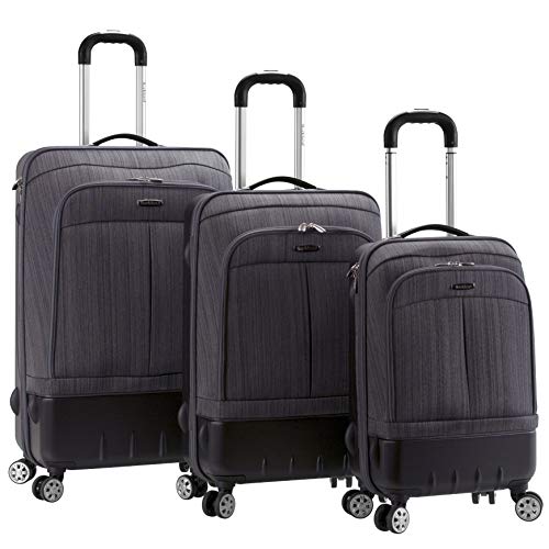 Rockland Milan Hybrid Spinner Wheel Luggage set, Grey, 3-Piece Set (20/24/28), Brown (F136-BROWN)