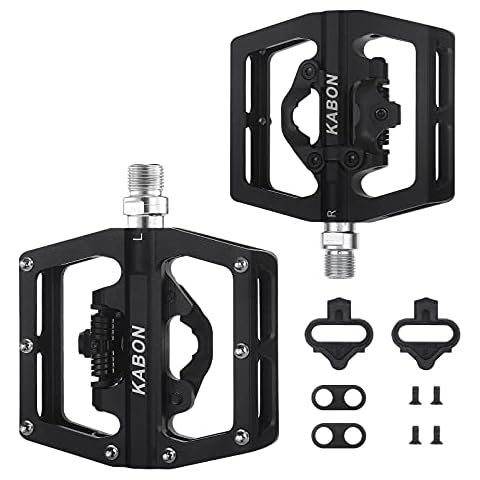 KABON Fahrradpedale, Doppel Function CNC Aluminium rutschfest 2 in 1 SPD Pedale Fahrrad, Klickpedale Fahrrad Pedalen Set Cover