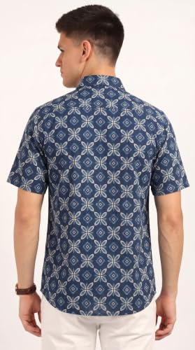 Image of BLOCKS OF INDIA Cotton Hand Block Print Half Sleeves Summer Shirt for Men