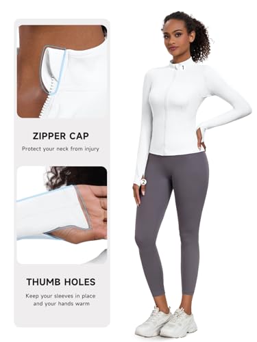 VUTRU Jaqueta feminina de ioga para treino leve jaqueta atlética slim fit zíper completo pista de co