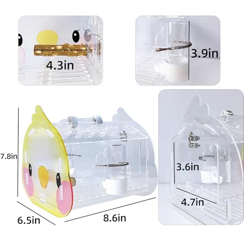 Hamiledyi Mochila de transporte de periquito transparente para transporte de pássaros pequena com po