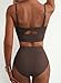 Herseas 2 Piece Bikini Set V-Wire Cutout Swim High Waisted 2025 Summer Beach Fashion Bathing Suits Beach Fashion Vacation Clothes Dark Brown Large