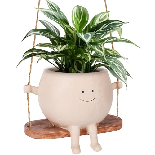 CONNOVA Smiley Face Flower Pot Swinging Smiley Face Hanging Planter Cute Swinging Planter Hanging Planter with Unique Design Suitable for Indoor and Outdoor Decoration