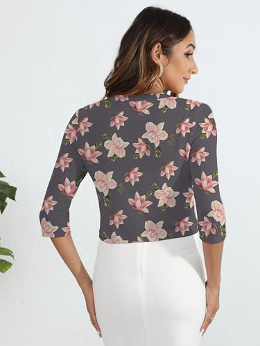 Heymoments Cardigan for Women 3/4 Sleeve Shrug for Dress, Floral, Large — view 2