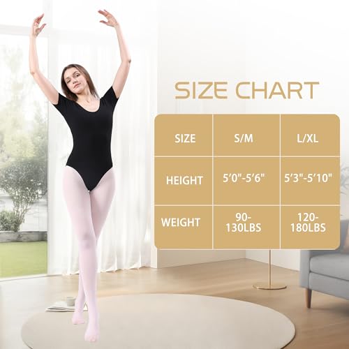 MATHACINO Women's Dance Tights Convertible Transition Ballet Tights 80D Semi Opaque Pantyhose3
