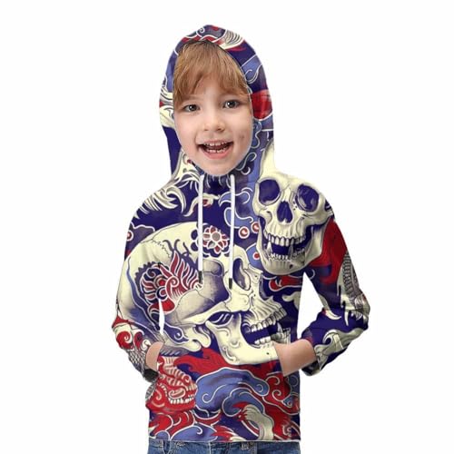 Sweat crânes multicolores pull à capuche original ado 12 ans - 5