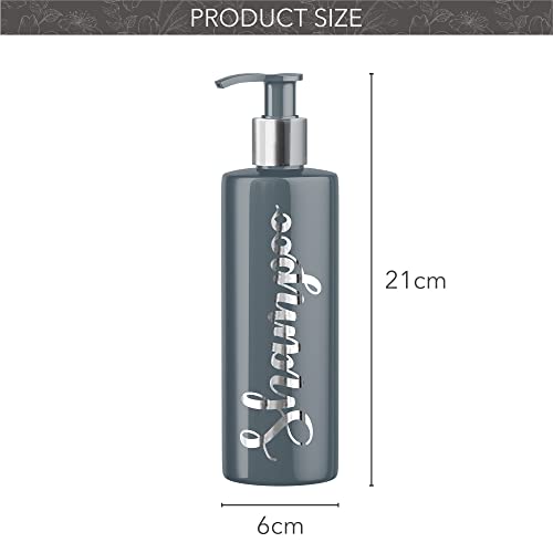 Print Maniacs Grey Mrs Hinch Inspired Personalised 500ml Pump Bottles Bathroom Lotion Kitchen Set Shampoo Conditioner Body Wash (Set 6) (Silver) - Image 2