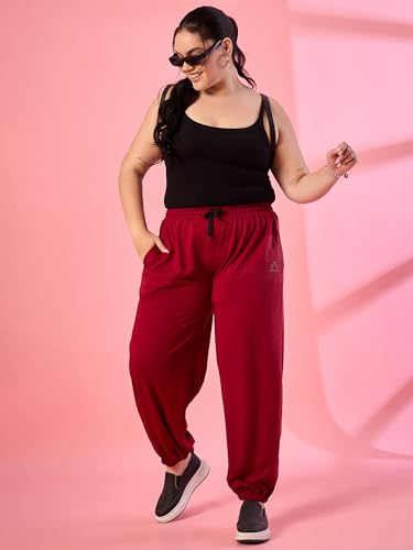 Image of ALZA Women's Cotton Oversized Joggers with Utility Pockets - Loose Fit High Waisted Track Pants for Gym, Yoga & Travel - Lightweight All-Season Lounge Sweatpants