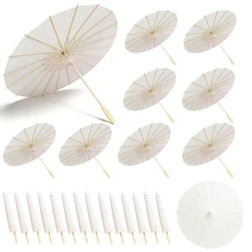 IuGlas 24 Pack White Paper Umbrellas 23.6 Inch...