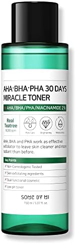 SOME BY MI AHA BHA PHA 30 Days Miracle Toner - 5.07Oz, 150ml - Made from Tea Tree Leaf Water for Sensitive Skin - Mild Exfoliating Daily Facial Toner - Acne, Sebum and Oiliness Care - Facial Skin Care