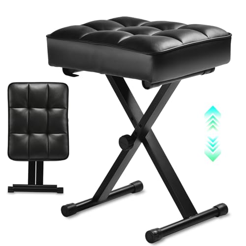 Keyboard Bench Adjustable Piano Stool - Extra Comfortable Piano Bench with High Rebound Sponge...
