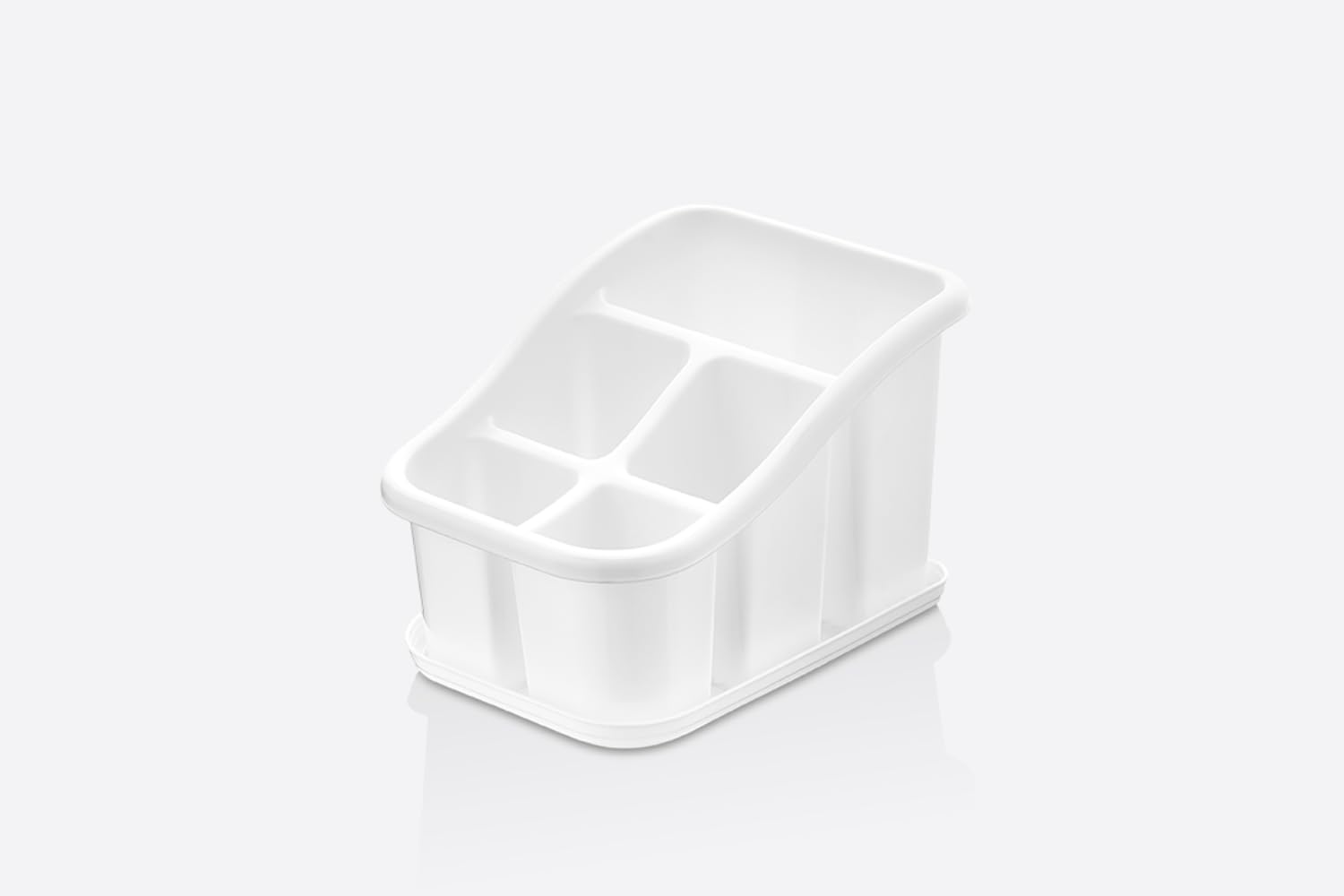 Stolmet White Cutlery Drainer With Tray - 3 Or 5 Pocket Utensil Holder - Bpa Free - Ideal For Kitchen And Camping (, 5 Compartments)