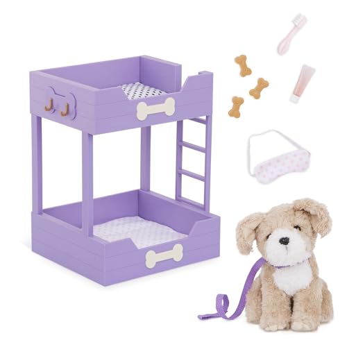 Our Generation - Pet Bed & Plush Puppy Set - Stuffed Animal Toy - 46cm Doll Accessories - Role Play - Toy for Children Aged 3+ - Pup Bunk