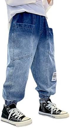 Unotobe Boys Jeans Straight Fit Trend Kids Denim Baggy Cargo Pants with Pockets (Blue,6)