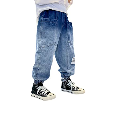 Unotobe Boys Jeans Straight Fit Trend Kids Denim Baggy Cargo Pants With Pockets (Blue,6) #TOP15