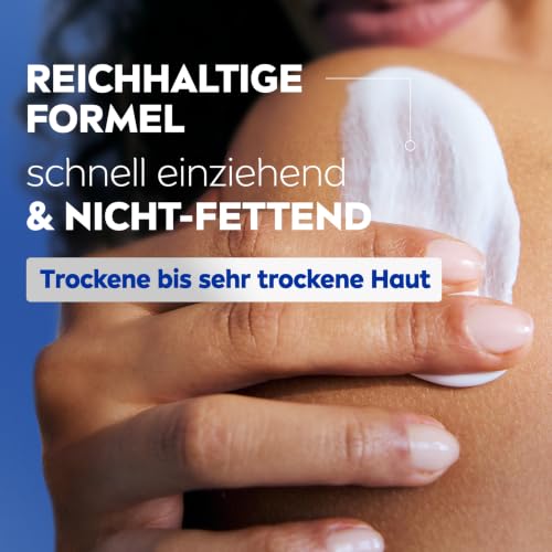 NIVEA Reichhaltige Body Milk, intensiv pflegende Körpercreme mit purem Hyaluron, Mandelöl und Tiefenpflege Serum, Lotion für trockene Haut (400 ml)