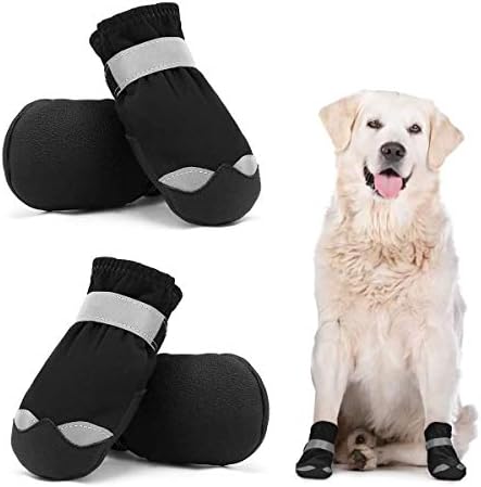 Waterproof Dog Shoes for Large Medium Dogs - Winter Snow Dog Booties Paw Protection with Adjustable Straps Rugged Anti-Slip Sole - Hiking Outdoors Pet Boots Paw Protectors Comfortable