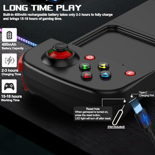 Controlador de juego inalámbrico para iPhone/Android/PC, Arvin Bluetooth Mobile Gamepad Joystick para iPhone 14/13/12/11, Samsung, Xiaomi, Huawei,con botón programable M1/M2 - Juego directo - imagen 4