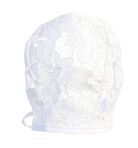 Made in USA Baby Christening Bonnet for Baby Girl - Baby Lace Hat - White Baby Bonnet Newborn for Baptism - Accesorios Niña4