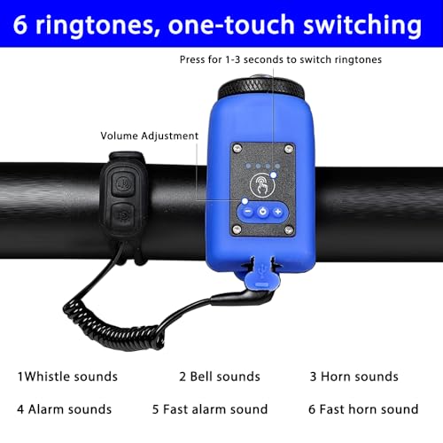 image for LESOVI Electric Bike Horn Bike Light 2 in 1; 110 dB Bicycle Horn 5 Sou