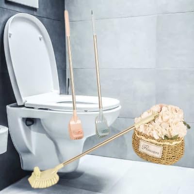 Abhaymart 2 in 1 Toilet Brush with Steel Handle | Bathroom Scrubber Cleaning Brush | Double Side Cleaning Brush | Home Cleaning Supplies (Pack of 1,Multicolor) 1