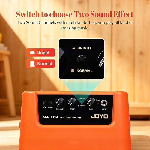Image of JOYO 10W Small Acoustic Guitar Amplifier with 15ft Guitar Cable Portable Mini Practice Amp Battery Powered Combo Dual Channel (CMA-10A)