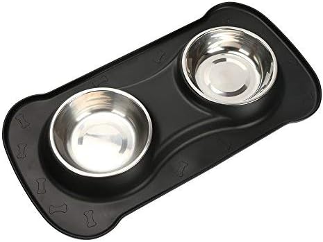 pampering Dog Bowl Small and Medium Dog Food and Water Bowl No Spill Non Skid Cat Bowl Double Stainless Steel Puppy Bowl