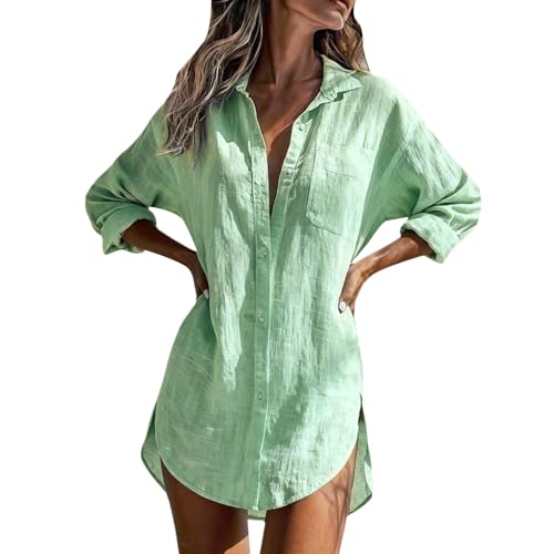 Camiseta de verano para mujer en lino y algodón ligera y básica para el día a día