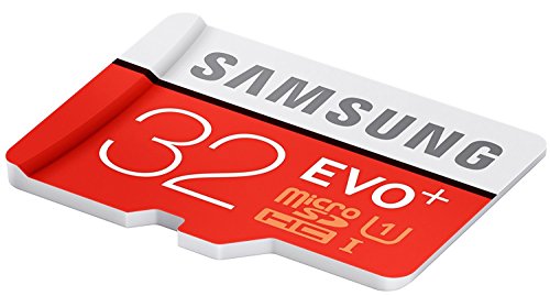 Samsung Memory 32 GB EVO Plus MicroSDHC UHS-I Grade 1 Class 10 Memory Card with SD Adapter - Black/Red/White