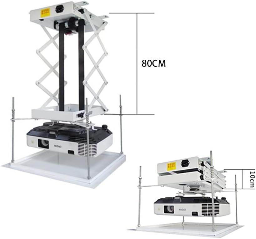 Soporte de techo motorizado para proyector con control remoto inalámbrico, diseño de tijera de 80 cm para una fácil instalación en entornos de trabajo