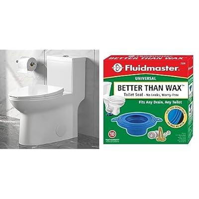 DeerValley Symmetry One Piece Toilet (White) and Fluidmaster Better Than Wax Toilet Seal
