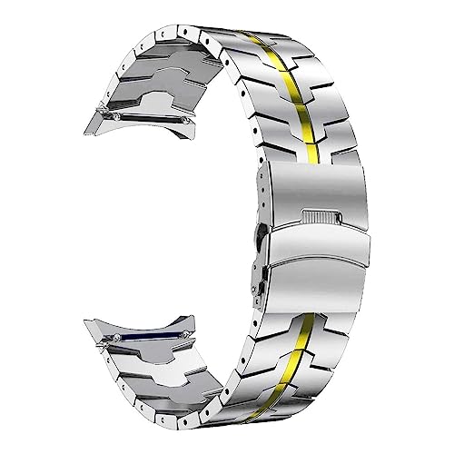 Samsung Galaxy Watch 5 Pro 44mm 40mm Classic 4 46mm 42mm �o���h�ɑΉ������A���Ԃ̂Ȃ��X�e�����X�X�`�[�����X�g���b�v���^���x���g�u���X���b�g�E�H�b�`�o���h