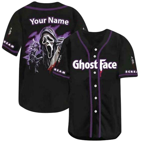 Horror The Ghost face Scream Custom Name Personalized Baseball Jersey