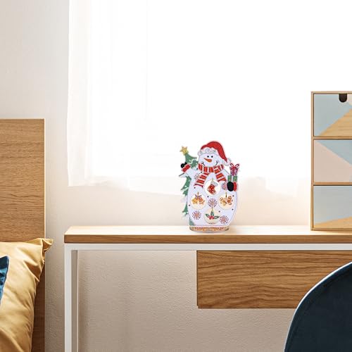 Image of AiYuanzsh Christmas Snowman Diamond Art Tabletop Ornament, Acrylic Diamond Painting Desktop Decoration Kit, Large DIY Crystal Diamond Art Crafts for Adults 7.48 x 11.42 inch
