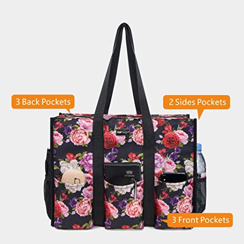 Image of TOPDesign Utility Water Resistant Tote Bag with 13 Pockets, Zipper Closure
