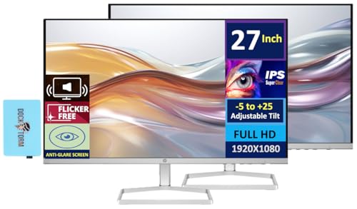Image of HP 27 inch IPS FHD (1920x1080) 100Hz Refresh Rate Monitor with Speakers, 2X HDMI, 1X VGA, Flicker-Free, Anti-Glare (2026 Model) w /Docztorm Dock(2 Pack)