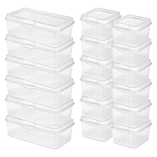 Sterilite 6-Pack Rectangular Large & 12-Pack Square Small FlipTop, Clear Plastic Storage Box with...