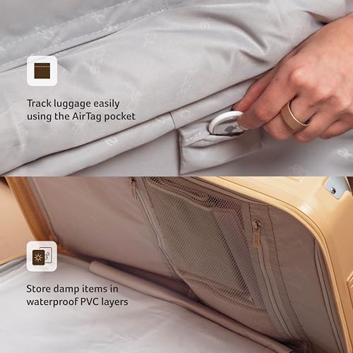 Image of Acer Brisbane Suitcase, 24 inch Check-in, with 360 Degree Spin 8 Wheels, Double TSA Lock, Dual Opening (Top and Mid), Expandable, Recycled Polyseter Material, Gold Coast