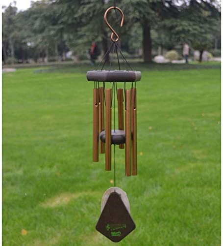 Carillons éoliens Carillon éolien Traditionnel extérieur, 6 Tubes métalliques, Carillons Pendentif en Bois-Collection Mélodies Décoration de Jardin Faite à la Main Carillon éolien commémor
