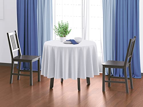 Image of HOME COLORS.IN Plain Solid Cotton 4 Seater Round Table Cover - Durable - Machine Washable - Every Day use Dining Table Cloth - 60 x 60 Inch - White